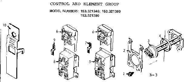 Control And Element Group Diagram and Parts List for 153321380  Kenmore Water Heater