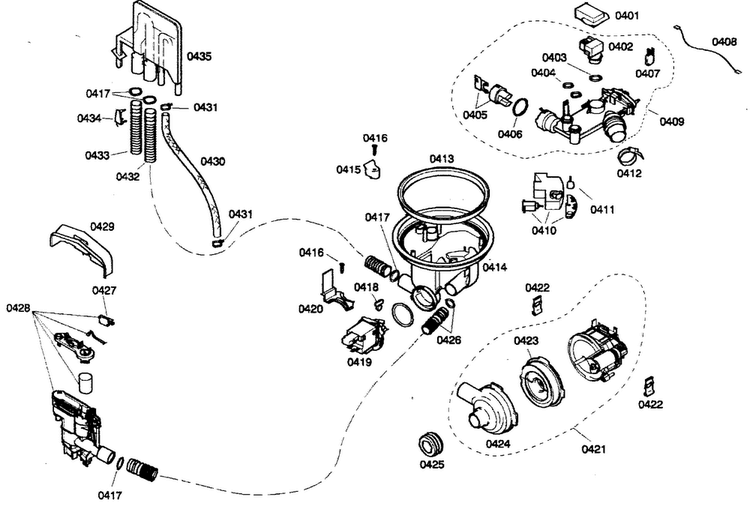 Pump Assy Diagram and Parts List for SHX46A06UC 21 Bosch Dishwasher