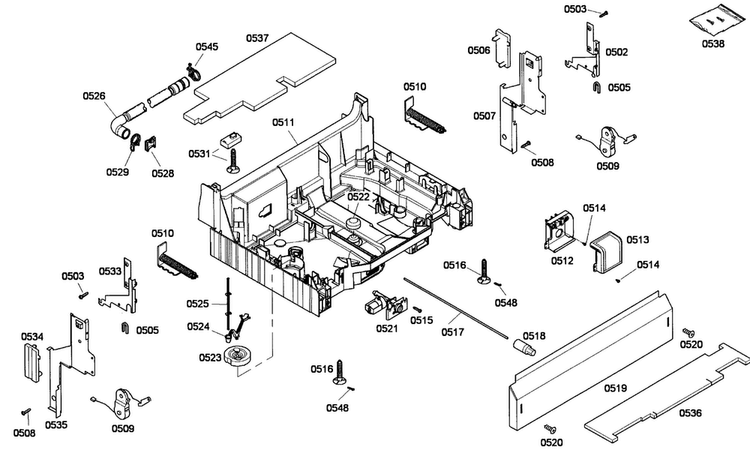 Base Assy Diagram and Parts List for SHE43P12UC 59 Bosch Dishwasher