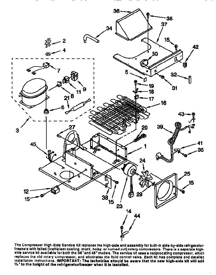 Upper Unit Diagram and Parts List for TSS42QBW00  Thermador Refrigerator
