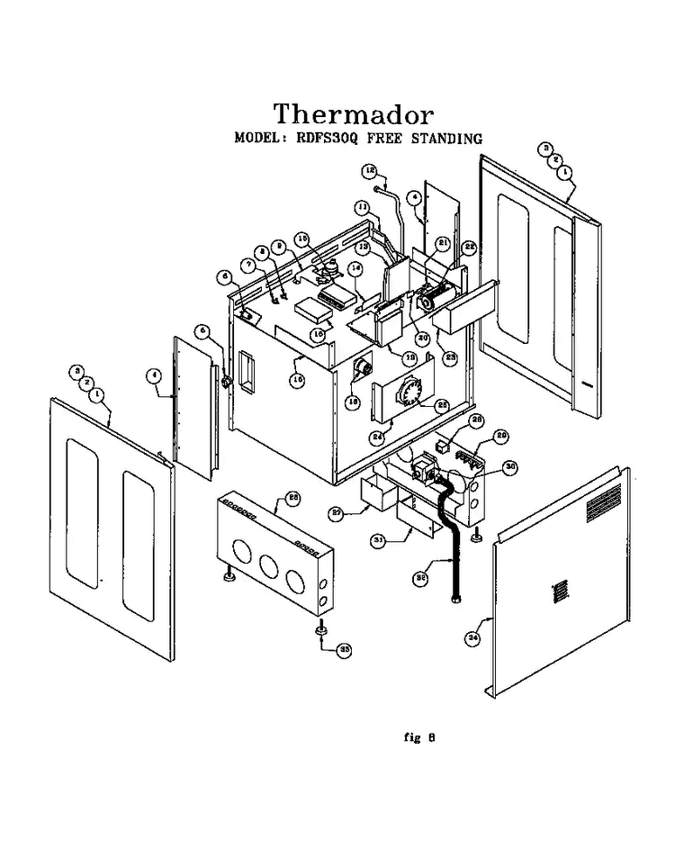 Free Standing Range Diagram and Parts List for RDF30RS(PRIOR-9707)  Thermador Range