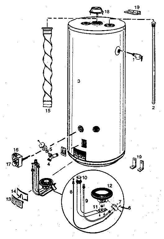 Replacement Parts Diagram and Parts List for 153335715  Kenmore Water Heater