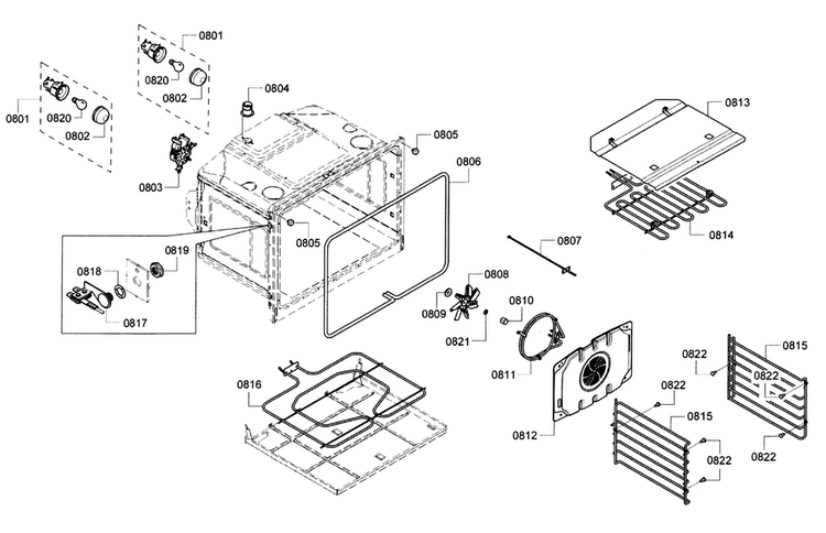 Cavity Diagram and Parts List for HBL5720UC 09 Bosch Microwave