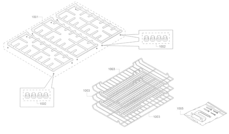 Rack Diagram and Parts List for HGI8054UC 05 Bosch Range