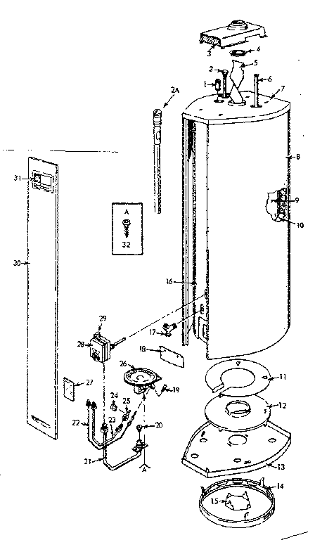 Replacement Parts Diagram and Parts List for 153338150  Kenmore Water Heater