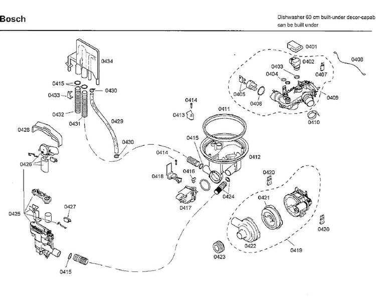 Pump Diagram and Parts List for SHE66C02UC 40 Bosch Dishwasher