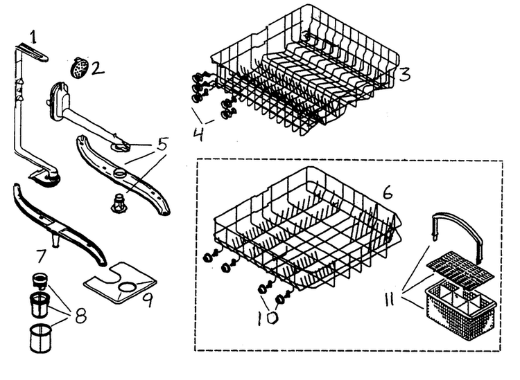 Racks Diagram and Parts List for SHU33AC06UC 14 Bosch Dishwasher