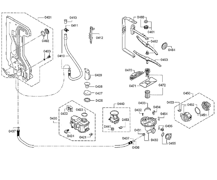 Pump Diagram and Parts List for SHEM78WH5N 30 Bosch Dishwasher