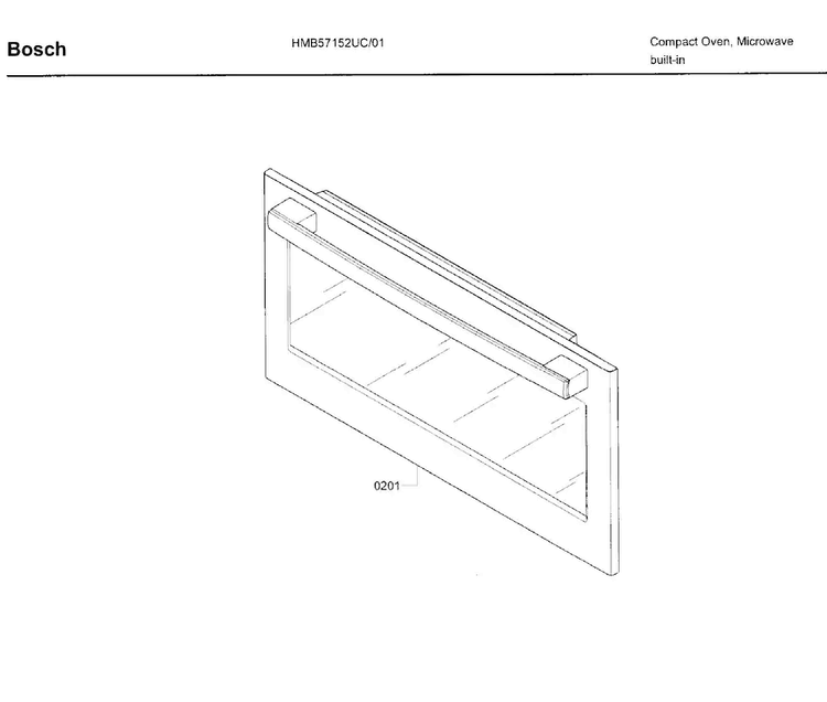 Door Diagram and Parts List for HMB57152UC 01 Bosch Microwave