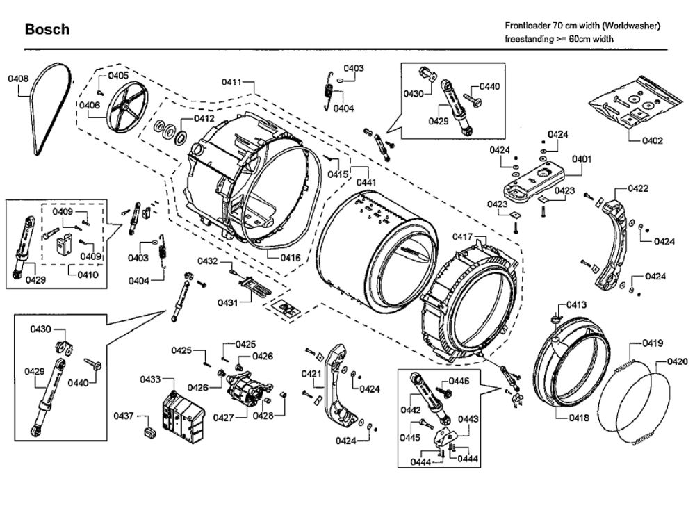Drum Diagram and Parts List for WFVC544CUC 29 Bosch Washer