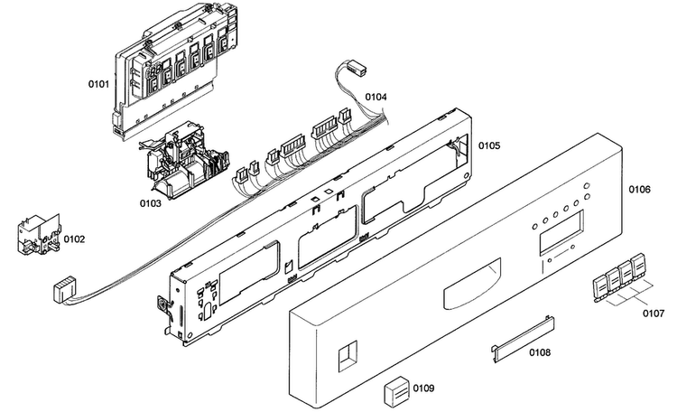 Control Panel Diagram and Parts List for SHE43C05UC 43 Bosch Dishwasher