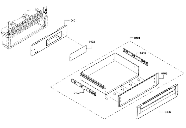 Drawer Diagram and Parts List for HEI7052U 09 Bosch Range