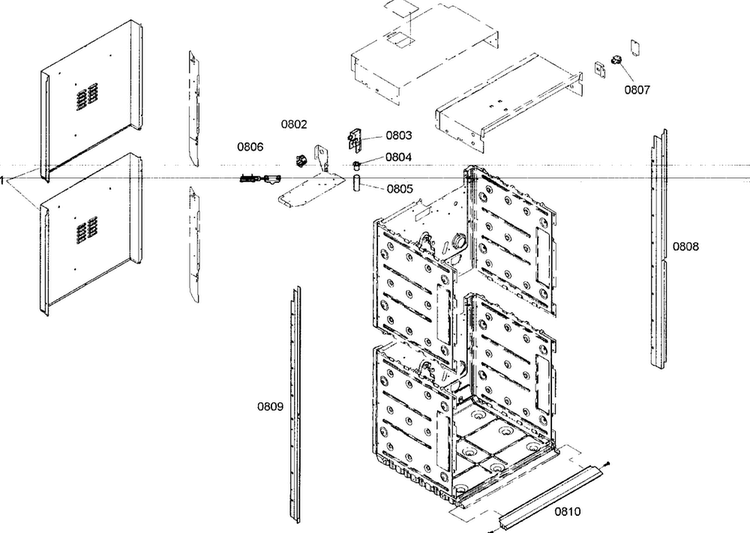 Mounting Diagram and Parts List for MED272ES01  Thermador Wall Oven