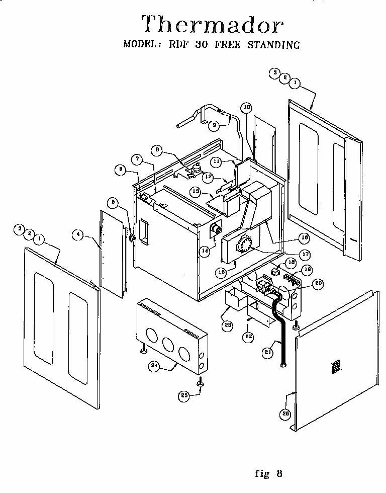 Free Standing Diagram and Parts List for RDF30RS 9707 & UP Thermador Range