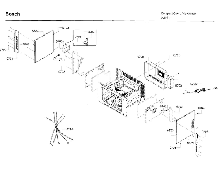 Frame Diagram and Parts List for HMC54151UC 01 Bosch Microwave