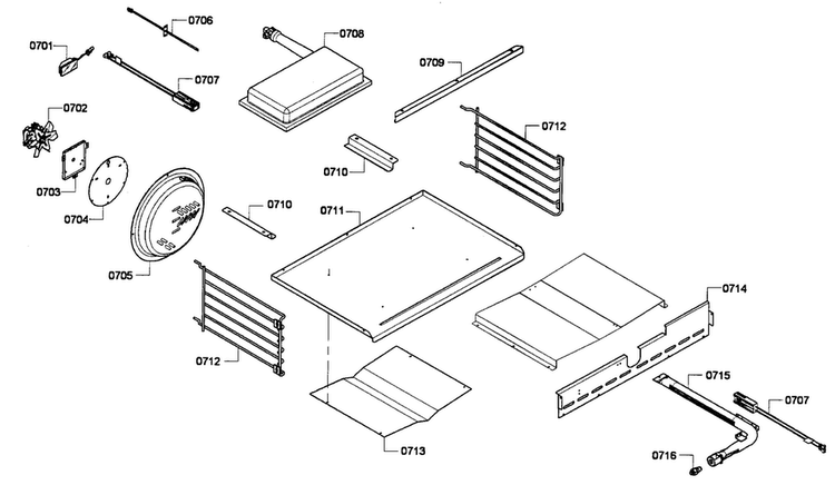 Oven Assy Diagram and Parts List for PRL364GDH-01  Thermador Range