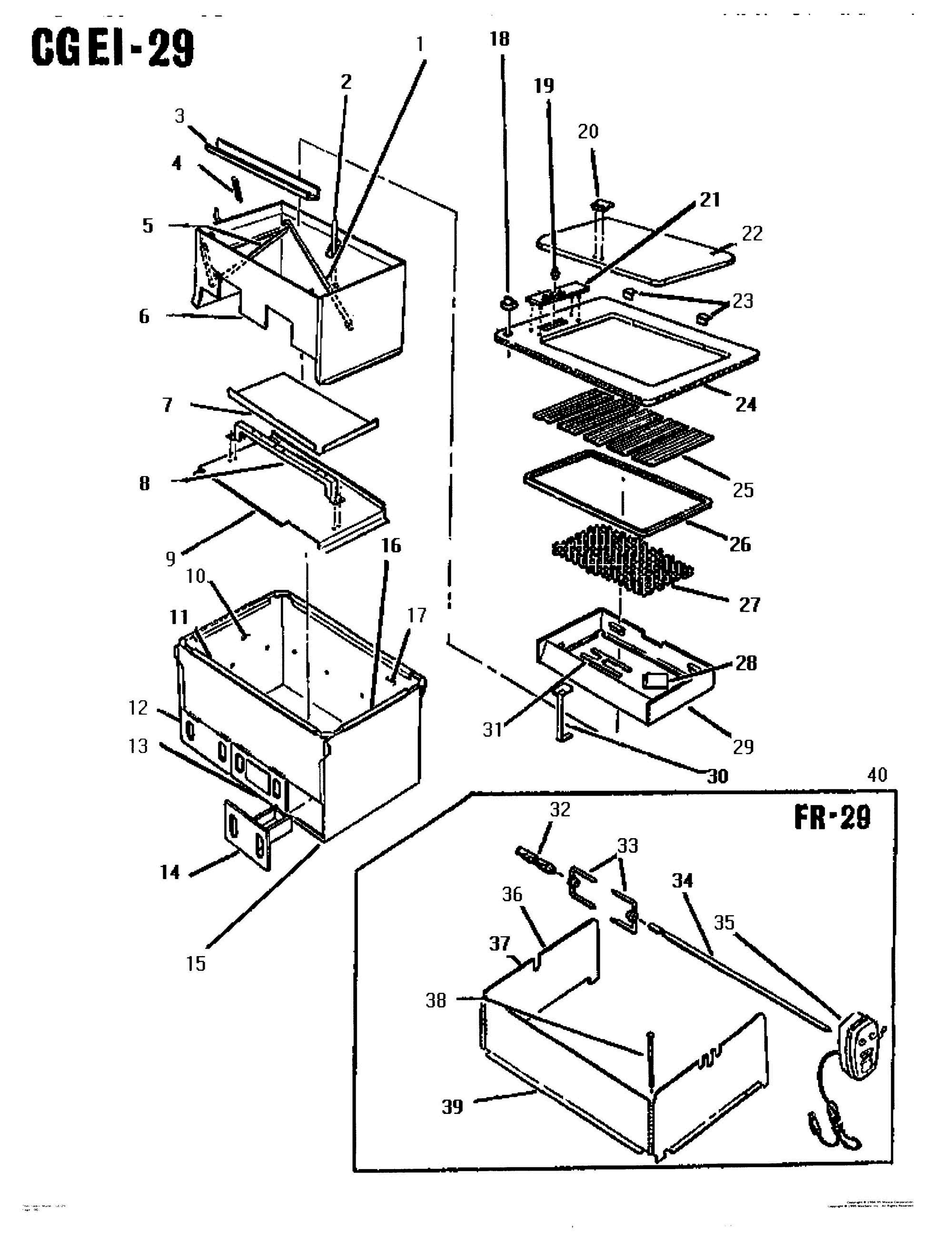 01 - BURNER BOX Diagram and Parts List for CGEI-29  Bosch Range