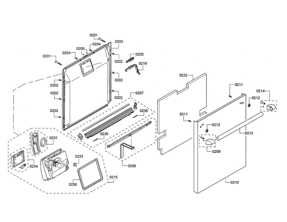 Door/Dispenser Diagram and Parts List for DWHD440MFP 07 Thermador Dishwasher