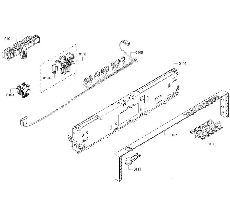 Control Panel Diagram and Parts List for SHX68R52UC 63 Bosch Dishwasher