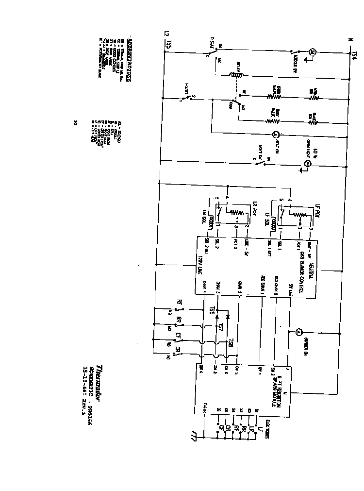 Schematic Diagram and Parts List for PRG364GL  Thermador Range