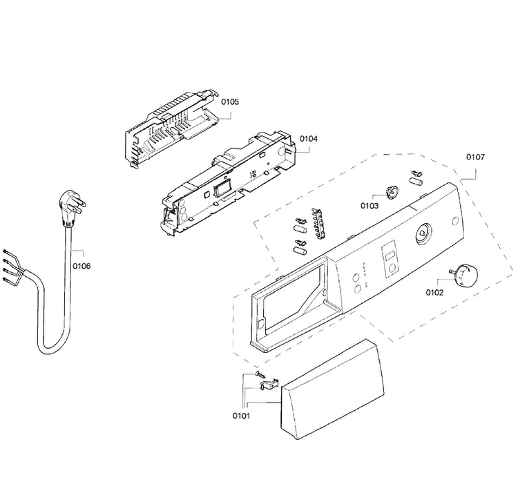 Control Panel Diagram and Parts List for WTE86300US 08 Bosch Dryer
