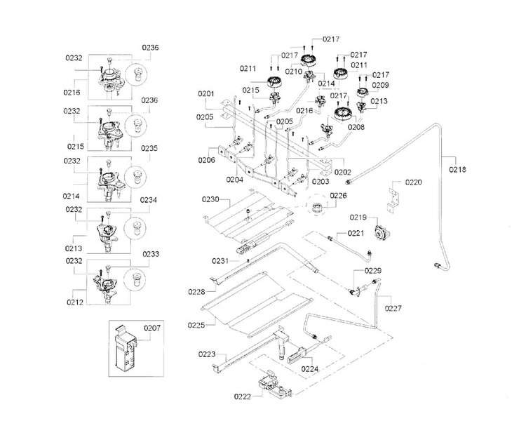 Valve Assy Diagram and Parts List for HGS3063UC 10 Bosch Range