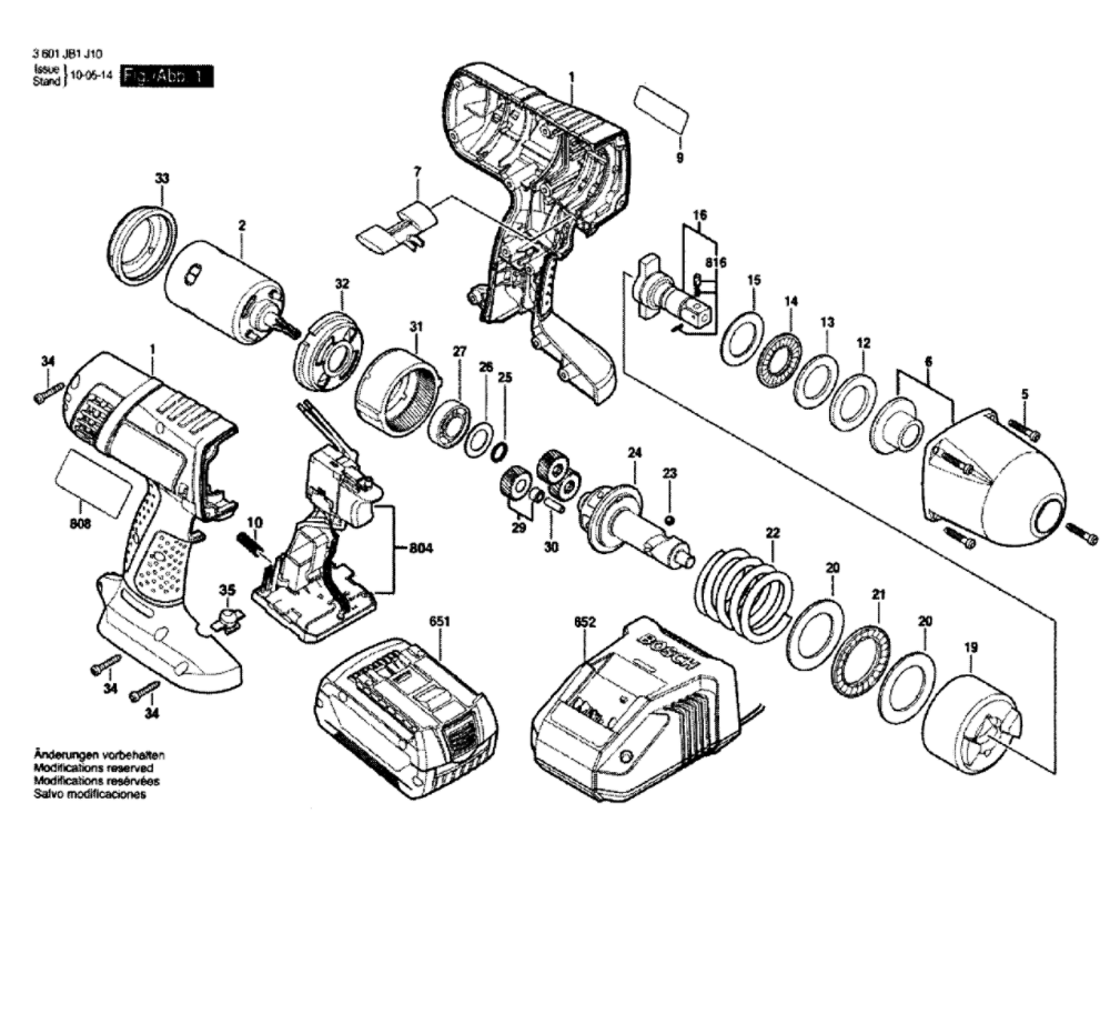 Wrench Diagram and Parts List for HTH181-01  Bosch Wrench