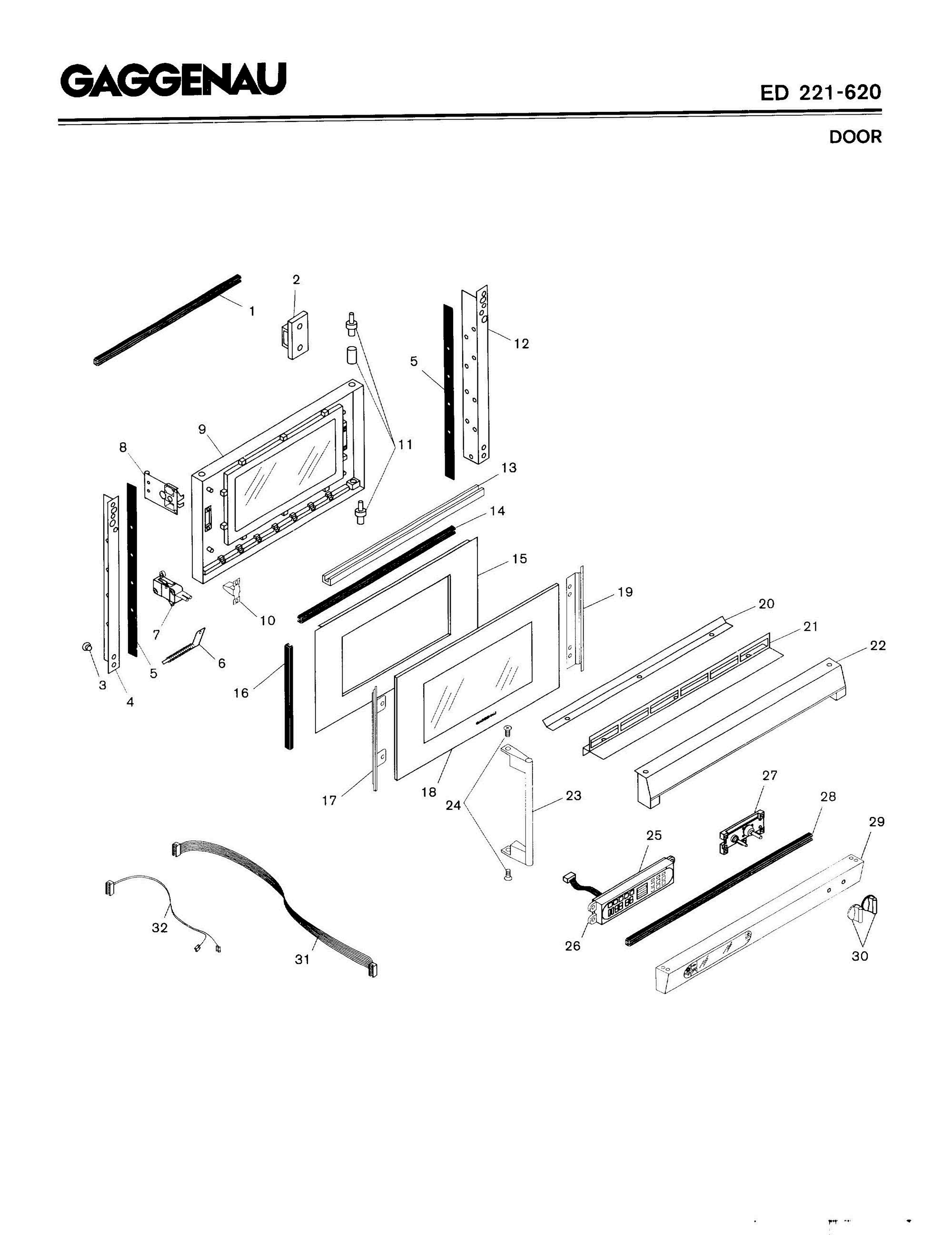 04 - DOOR Diagram and Parts List for ED221-620  Bosch Range