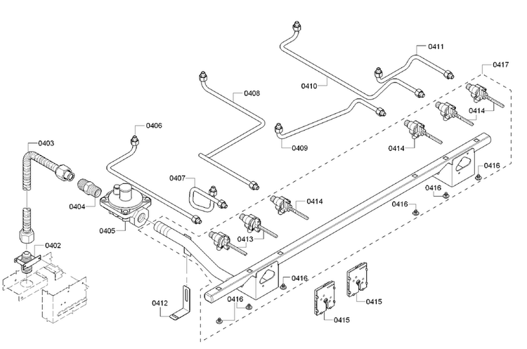 Manifold Assy Diagram and Parts List for PRD366GHU 14 Thermador Range