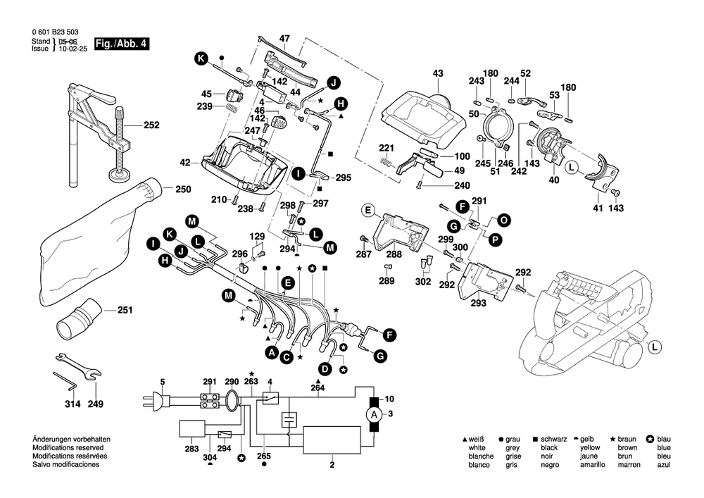 Page D Diagram and Parts List for GCM12SD 0601B23503 Bosch Miter Saw