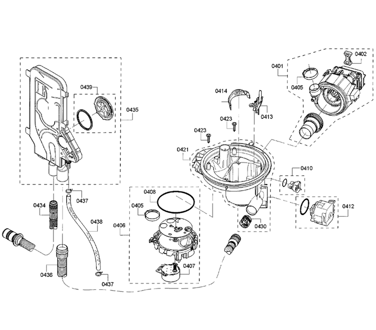 Pump Assy Diagram and Parts List for SHP65T52UC 01 Bosch Dishwasher