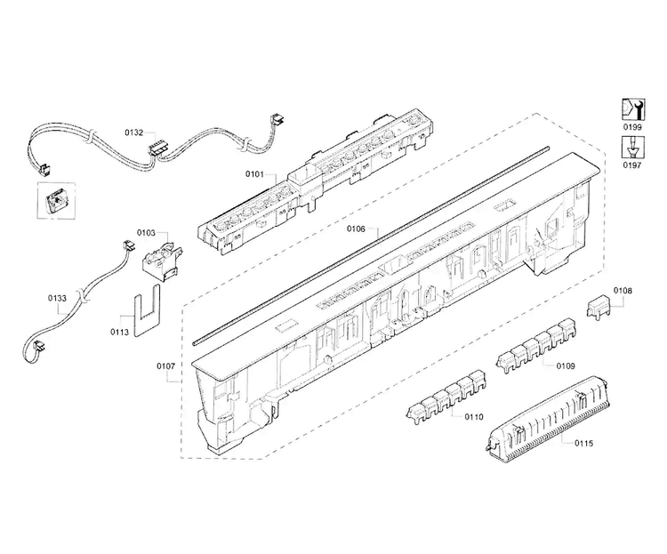Control Panel Diagram and Parts List for SHX65T55UC 02 Bosch Dishwasher