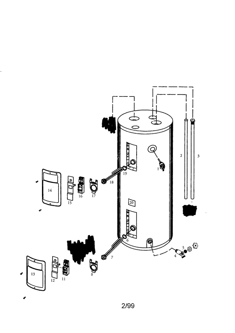 Energy Efficient 50 Gallon Diagram and Parts List for 153324793  Kenmore Water Heater