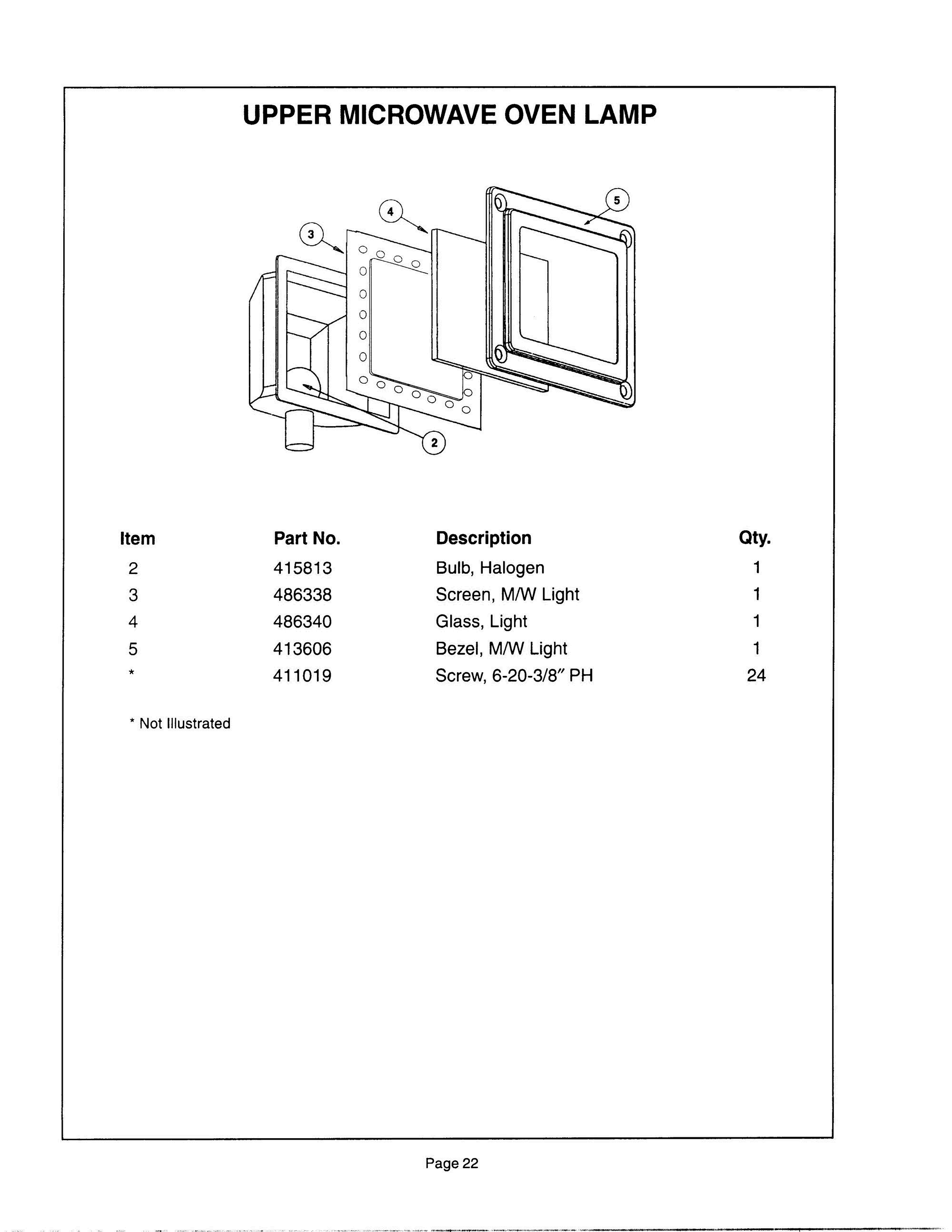 22 - UPPER MICROWAVE OVEN LAMP Diagram and Parts List for CJ302UW  Bosch Range