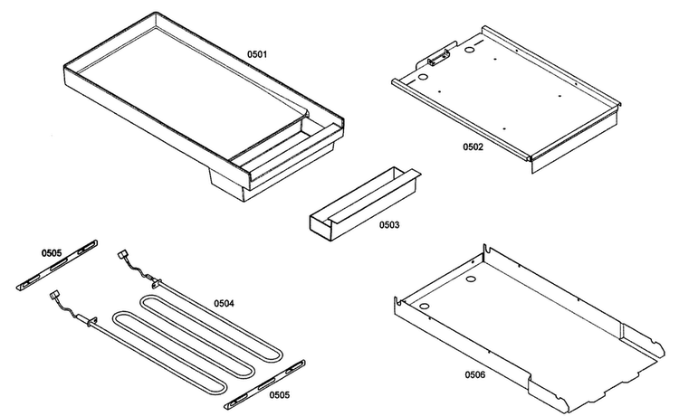 Griddle Diagram and Parts List for PRL364EDG02  Thermador Range