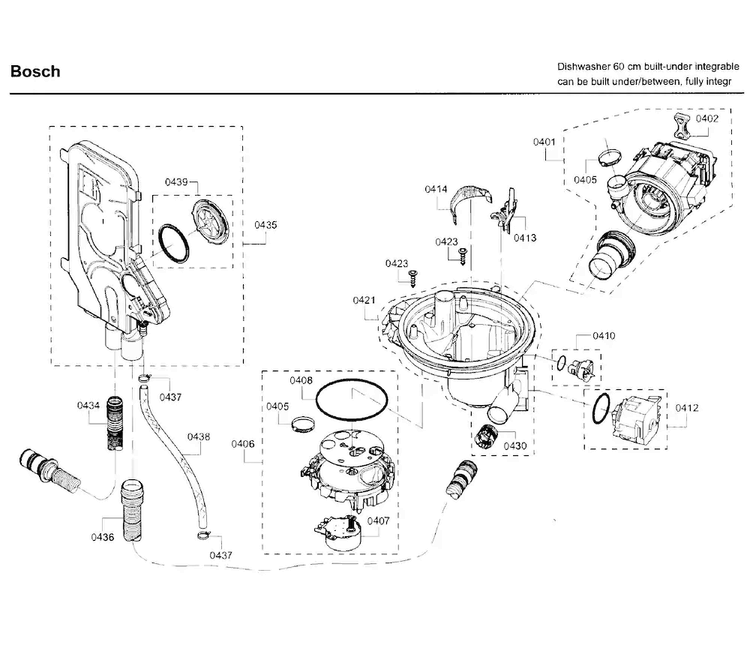 Pump Asy Diagram and Parts List for SHV68TL3UC 04 Bosch Dishwasher