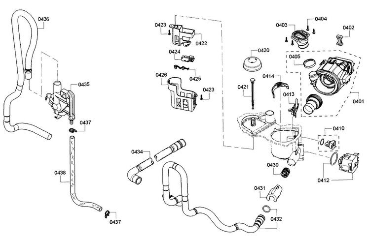 Pump Diagram and Parts List for SHE3AR52UC 18 Bosch Dishwasher
