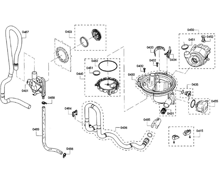 Pump Section Diagram and Parts List for SHX3AR76UC 22 Bosch Dishwasher