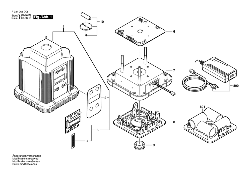 Diagram 1 Diagram and Parts List for LM400-3 F 034 061 D08 Bosch Laser Level