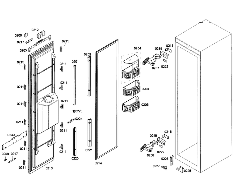 Door Assy Diagram and Parts List for T18ID80NLP 35 Thermador Freezer
