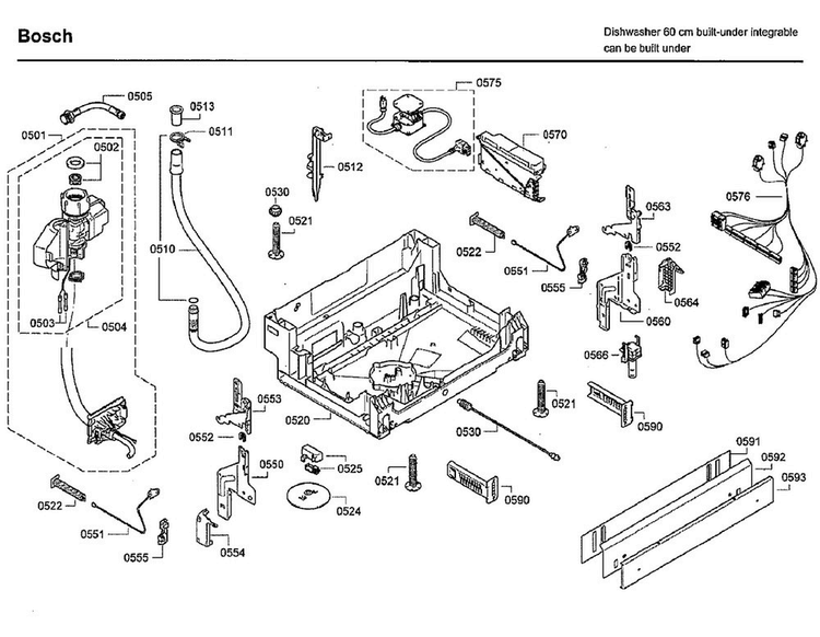 Base Diagram and Parts List for SHX9PT75UC 80 Bosch Dishwasher