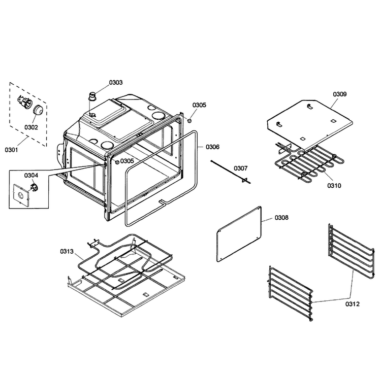 Oven Assy Diagram and Parts List for HBL3360UC 04 Bosch Wall Oven