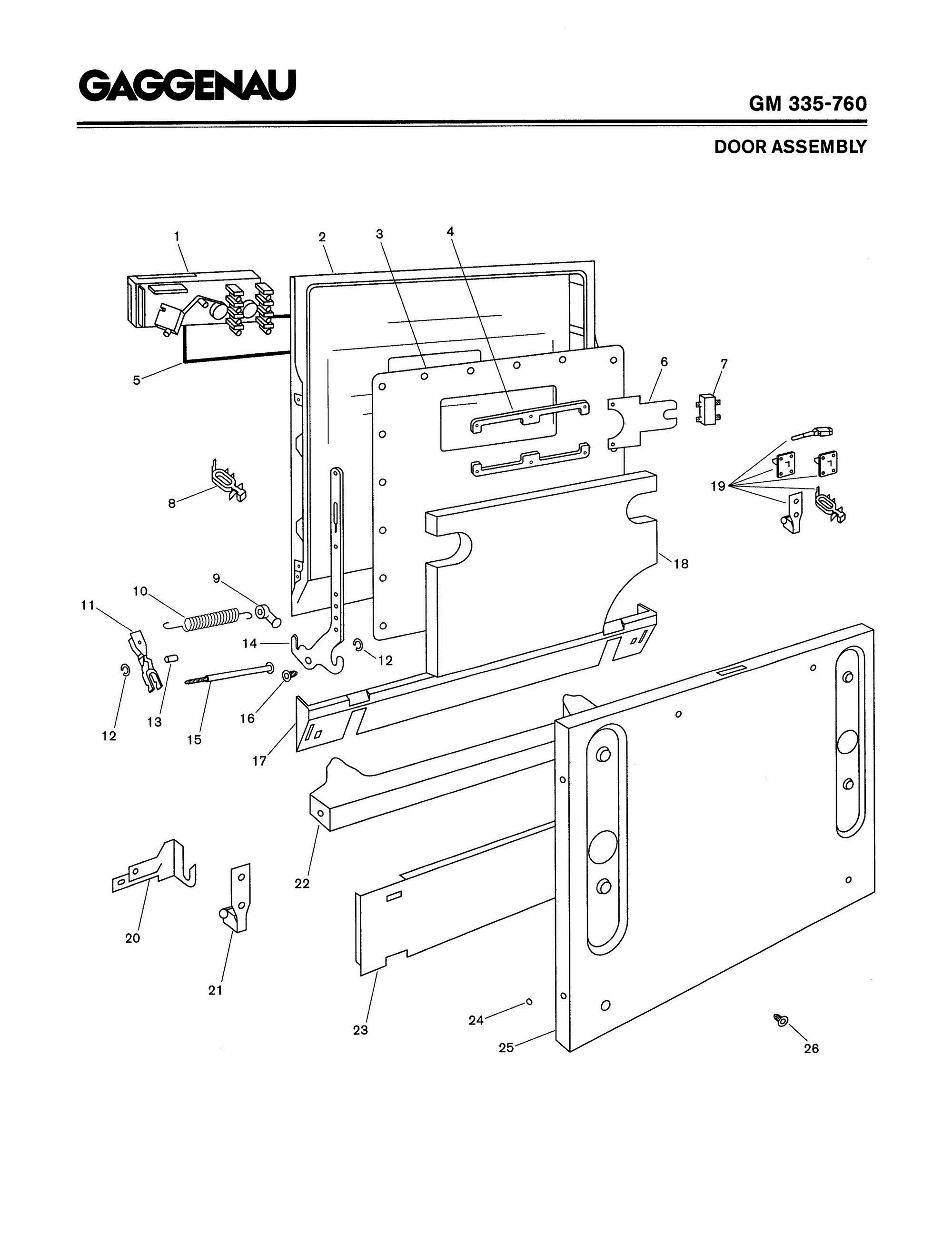 02 - DOOR ASSEMBLY Diagram and Parts List for GM335-760  Bosch 