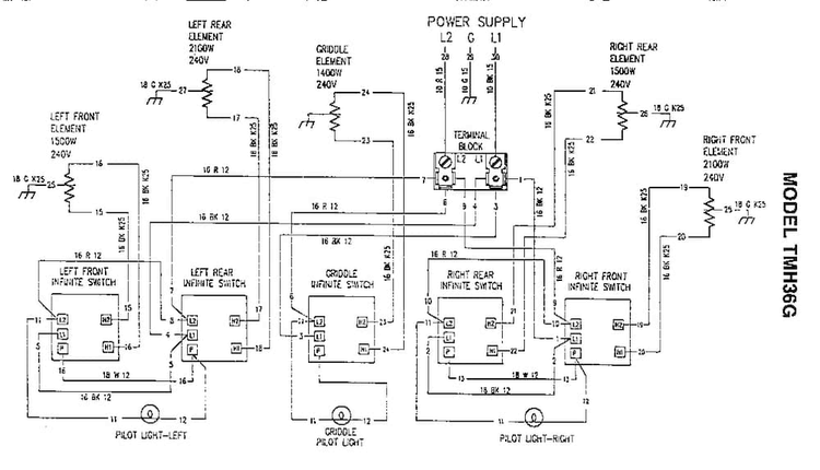 Section 1 Diagram and Parts List for THM36GS  Thermador Cooktop