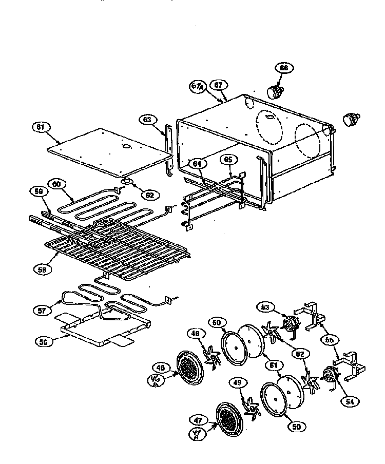 Oven Cavity Diagram and Parts List for PRSE366  Thermador Range