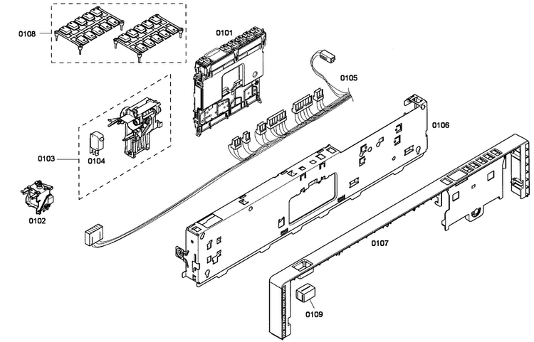 Control Panel Diagram and Parts List for SHX45P06UC 53 Bosch Dishwasher