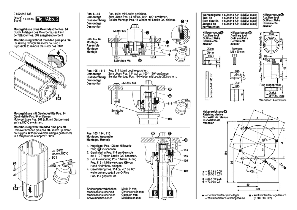 Section 2 Diagram and Parts List for 0602242136  Bosch Sander Grinder