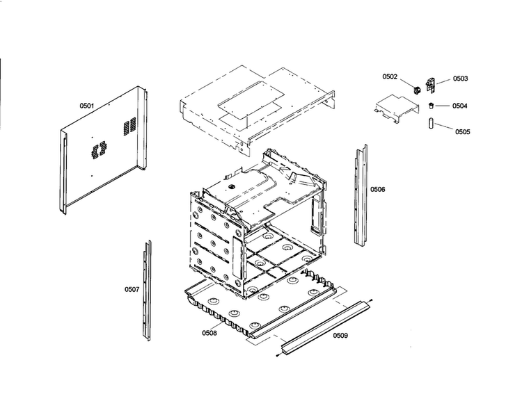Panel/base/side Trim Diagram and Parts List for HBL3320UC 01 Bosch Wall Oven