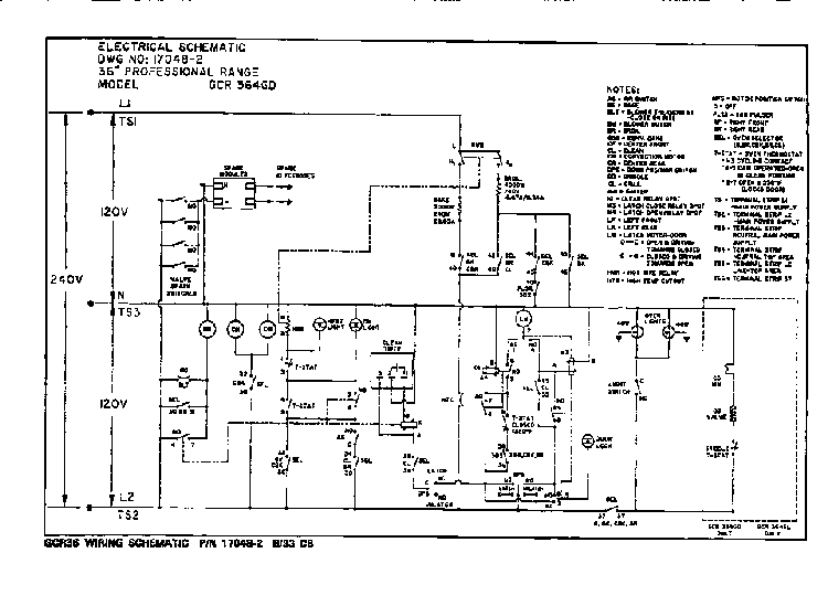 Wiring Diagram Diagram and Parts List for GCR36-4GD  Thermador Range