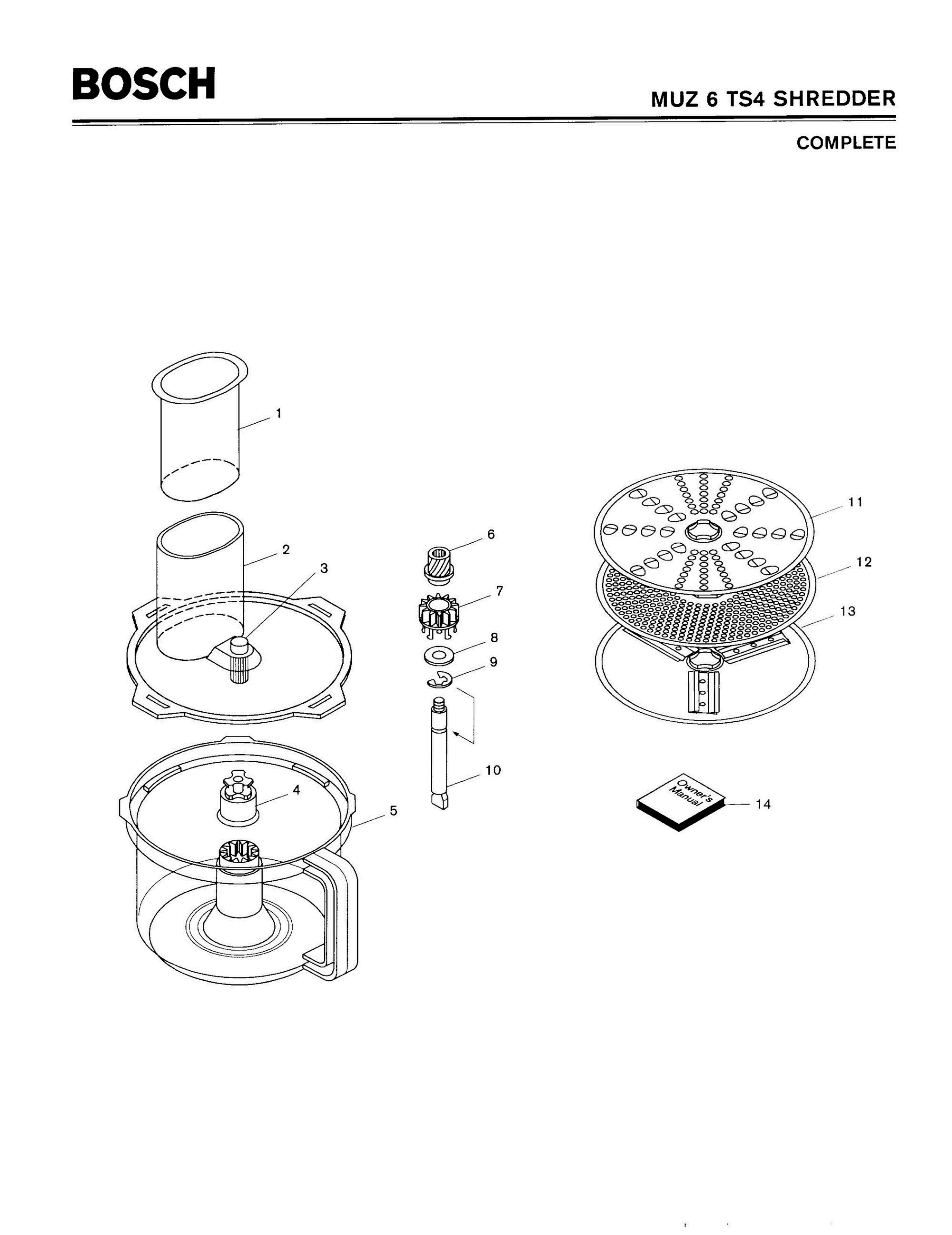 01 - COMPLETE Diagram and Parts List for MUZ6TS4  Bosch Food Processor